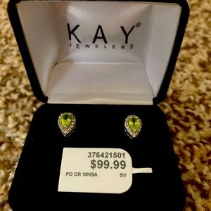 Peridot & White Lab Created Sapphire Earrings